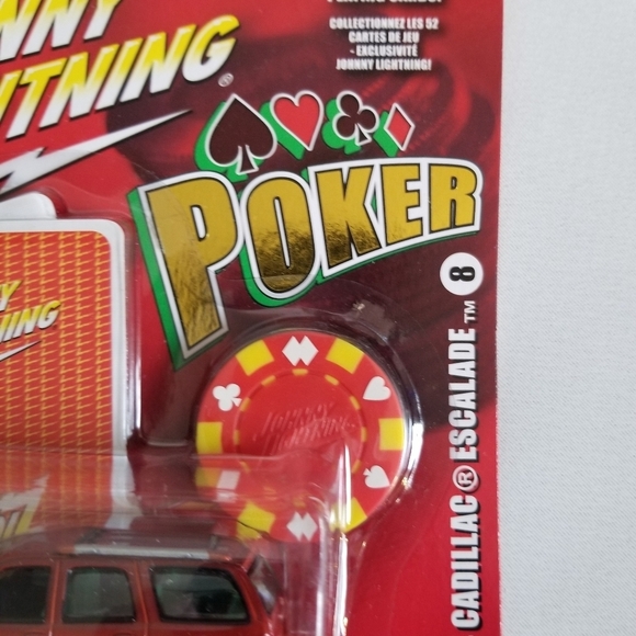2005 Johnny Lightning "Poker" #8 Red 1:64 Diecast 2004 Cadillac Escalade Car/SUV - Picture 5 of 10